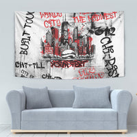Personalized Chicago City Skyline Tapestry Urban Graffiti - Cloud Gate - Windy City Typography