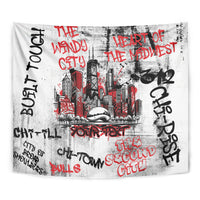 Personalized Chicago City Skyline Tapestry Urban Graffiti - Cloud Gate - Windy City Typography