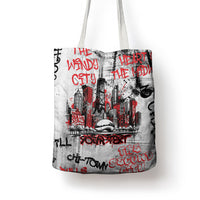 Personalized Chicago City Skyline Tote Bag Urban Graffiti - Cloud Gate - Windy City Typography