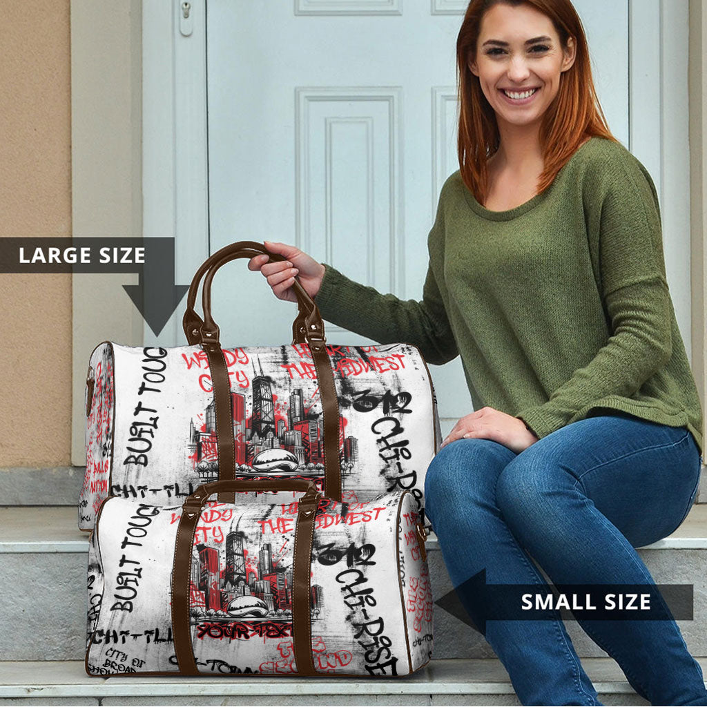 Personalized Chicago City Skyline Travel Bag Urban Graffiti - Cloud Gate - Windy City Typography