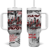 Personalized Chicago City Skyline Tumbler With Handle Urban Graffiti - Cloud Gate - Windy City Typography