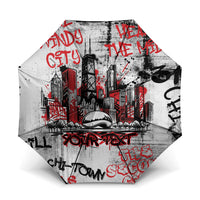 Personalized Chicago City Skyline Umbrella Urban Graffiti - Cloud Gate - Windy City Typography
