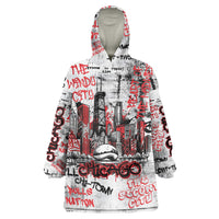 Personalized Chicago City Skyline Wearable Blanket Hoodie Urban Graffiti - Cloud Gate - Windy City Typography