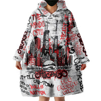 Personalized Chicago City Skyline Wearable Blanket Hoodie Urban Graffiti - Cloud Gate - Windy City Typography