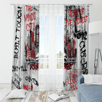 Personalized Chicago City Skyline Window Curtain Urban Graffiti - Cloud Gate - Windy City Typography
