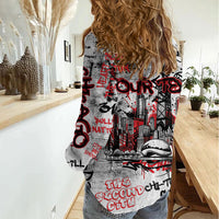 Personalized Chicago City Skyline Women Casual Shirt Urban Graffiti - Cloud Gate - Windy City Typography