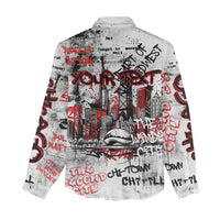 Personalized Chicago City Skyline Women Casual Shirt Urban Graffiti - Cloud Gate - Windy City Typography