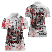 Personalized Chicago City Skyline Women Polo Shirt Urban Graffiti - Cloud Gate - Windy City Typography
