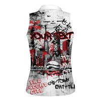 Personalized Chicago City Skyline Women Sleeveless Polo Shirt Urban Graffiti - Cloud Gate - Windy City Typography