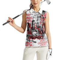 Personalized Chicago City Skyline Women Sleeveless Polo Shirt Urban Graffiti - Cloud Gate - Windy City Typography