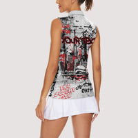 Personalized Chicago City Skyline Women Sleeveless Polo Shirt Urban Graffiti - Cloud Gate - Windy City Typography
