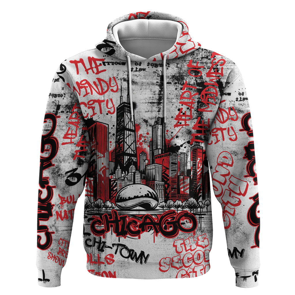 Personalized Chicago City Skyline Zip Hoodie Urban Graffiti - Cloud Gate - Windy City Typography