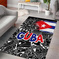 Cuba Flag Area Rug Black with Red White Blue Patriotic Graphics and Cultural Doodle Design - Wonder Print Shop