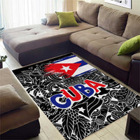 Cuba Flag Area Rug Black with Red White Blue Patriotic Graphics and Cultural Doodle Design - Wonder Print Shop