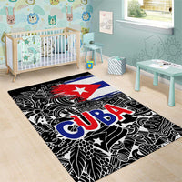 Cuba Flag Area Rug Black with Red White Blue Patriotic Graphics and Cultural Doodle Design - Wonder Print Shop