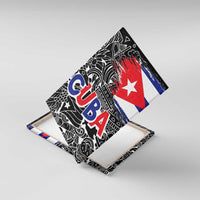Cuba Flag Canvas Wall Art Black with Red White Blue Patriotic Graphics and Cultural Doodle Design - Wonder Print Shop