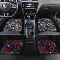 Cuba Flag Car Mats Black with Red White Blue Patriotic Graphics and Cultural Doodle Design - Wonder Print Shop