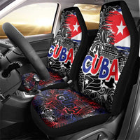 Cuba Flag Car Seat Cover Black with Red White Blue Patriotic Graphics and Cultural Doodle Design - Wonder Print Shop