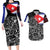 Cuba Flag Couples Matching Long Sleeve Bodycon Dress and Hawaiian Shirt Black with Red White Blue Patriotic Graphics and Cultural Doodle Design - Wonder Print Shop
