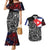 Cuba Flag Couples Matching Mermaid Dress and Hawaiian Shirt Black with Red White Blue Patriotic Graphics and Cultural Doodle Design - Wonder Print Shop