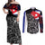 Cuba Flag Couples Matching Off Shoulder Maxi Dress and Long Sleeve Button Shirt Black with Red White Blue Patriotic Graphics and Cultural Doodle Design - Wonder Print Shop