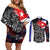 Cuba Flag Couples Matching Off Shoulder Short Dress and Long Sleeve Button Shirt Black with Red White Blue Patriotic Graphics and Cultural Doodle Design - Wonder Print Shop