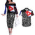 Cuba Flag Couples Matching Off The Shoulder Long Sleeve Dress and Hawaiian Shirt Black with Red White Blue Patriotic Graphics and Cultural Doodle Design - Wonder Print Shop