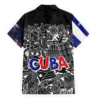Cuba Flag Family Matching Mermaid Dress and Hawaiian Shirt Black with Red White Blue Patriotic Graphics and Cultural Doodle Design - Wonder Print Shop