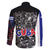 Cuba Flag Family Matching Off The Shoulder Long Sleeve Dress and Hawaiian Shirt Black with Red White Blue Patriotic Graphics and Cultural Doodle Design - Wonder Print Shop