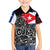 Cuba Flag Family Matching Off The Shoulder Long Sleeve Dress and Hawaiian Shirt Black with Red White Blue Patriotic Graphics and Cultural Doodle Design - Wonder Print Shop