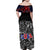 Cuba Flag Family Matching Off Shoulder Maxi Dress and Hawaiian Shirt Black with Red White Blue Patriotic Graphics and Cultural Doodle Design - Wonder Print Shop