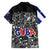 Cuba Flag Family Matching Off Shoulder Short Dress and Hawaiian Shirt Black with Red White Blue Patriotic Graphics and Cultural Doodle Design - Wonder Print Shop