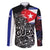 Cuba Flag Family Matching Off Shoulder Short Dress and Hawaiian Shirt Black with Red White Blue Patriotic Graphics and Cultural Doodle Design - Wonder Print Shop