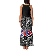 Cuba Flag Family Matching Tank Maxi Dress and Hawaiian Shirt Black with Red White Blue Patriotic Graphics and Cultural Doodle Design - Wonder Print Shop