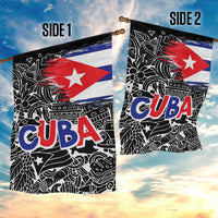 Cuba Flag Garden Flag Black with Red White Blue Patriotic Graphics and Cultural Doodle Design - Wonder Print Shop