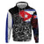 Cuba Flag Hoodie Black with Red White Blue Patriotic Graphics and Cultural Doodle Design - Wonder Print Shop