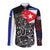 Cuba Flag Long Sleeve Button Shirt Black with Red White Blue Patriotic Graphics and Cultural Doodle Design - Wonder Print Shop