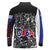 Cuba Flag Long Sleeve Polo Shirt Black with Red White Blue Patriotic Graphics and Cultural Doodle Design - Wonder Print Shop
