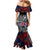 Cuba Flag Mermaid Dress Black with Red White Blue Patriotic Graphics and Cultural Doodle Design - Wonder Print Shop
