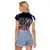 Cuba Flag Raglan Cropped T Shirt Black with Red White Blue Patriotic Graphics and Cultural Doodle Design - Wonder Print Shop
