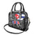 Cuba Flag Shoulder Handbag Black with Red White Blue Patriotic Graphics and Cultural Doodle Design - Wonder Print Shop