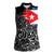 Cuba Flag Women Sleeveless Polo Shirt Black with Red White Blue Patriotic Graphics and Cultural Doodle Design - Wonder Print Shop