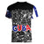 Cuba Flag Women V-Neck T-Shirt Black with Red White Blue Patriotic Graphics and Cultural Doodle Design - Wonder Print Shop