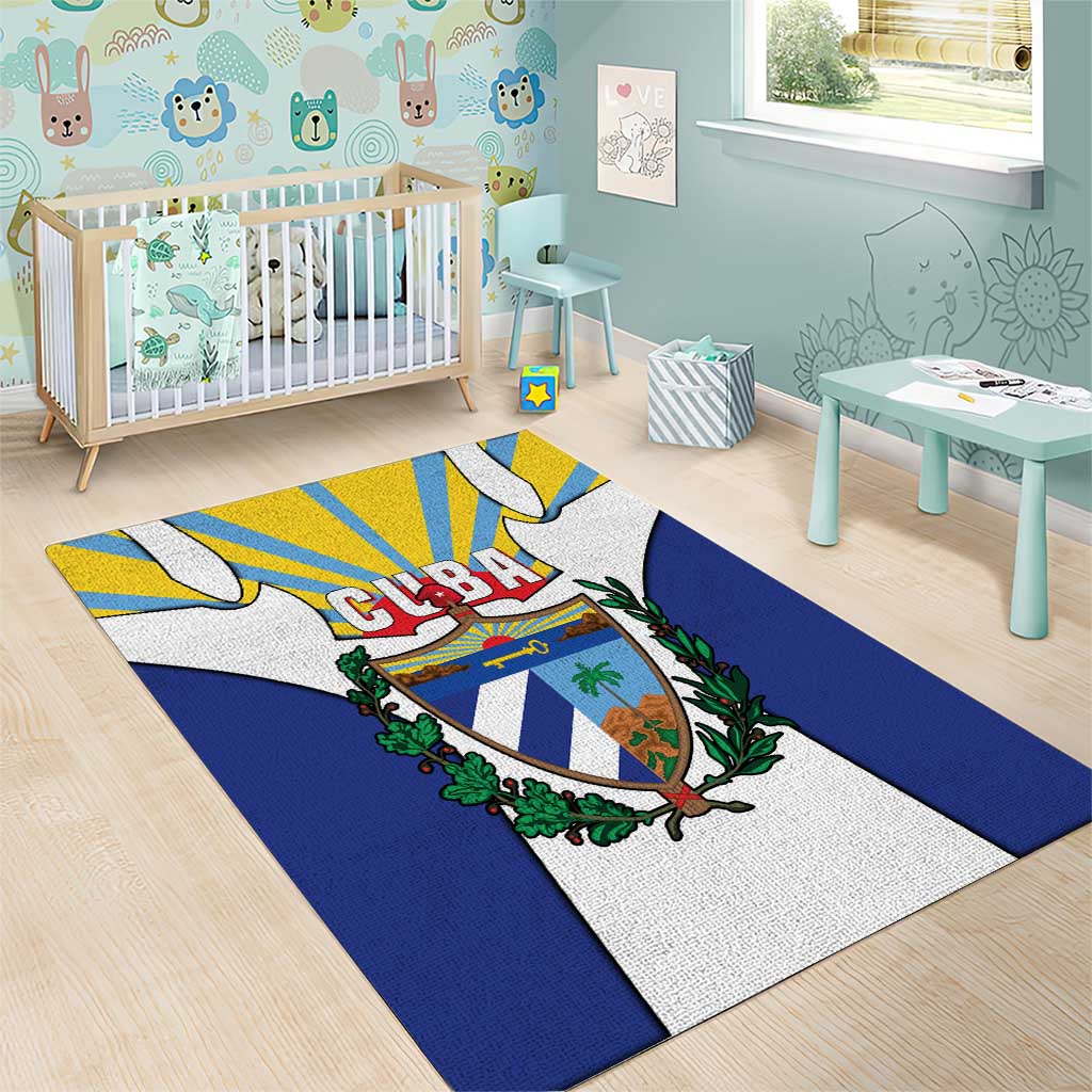 Cuba Coat of Arms Area Rug Colorful Cuban Flag Shield with Red Yellow Blue Patriotic Design - Wonder Print Shop