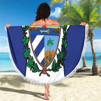 Cuba Coat of Arms Beach Blanket Colorful Cuban Flag Shield with Red Yellow Blue Patriotic Design - Wonder Print Shop