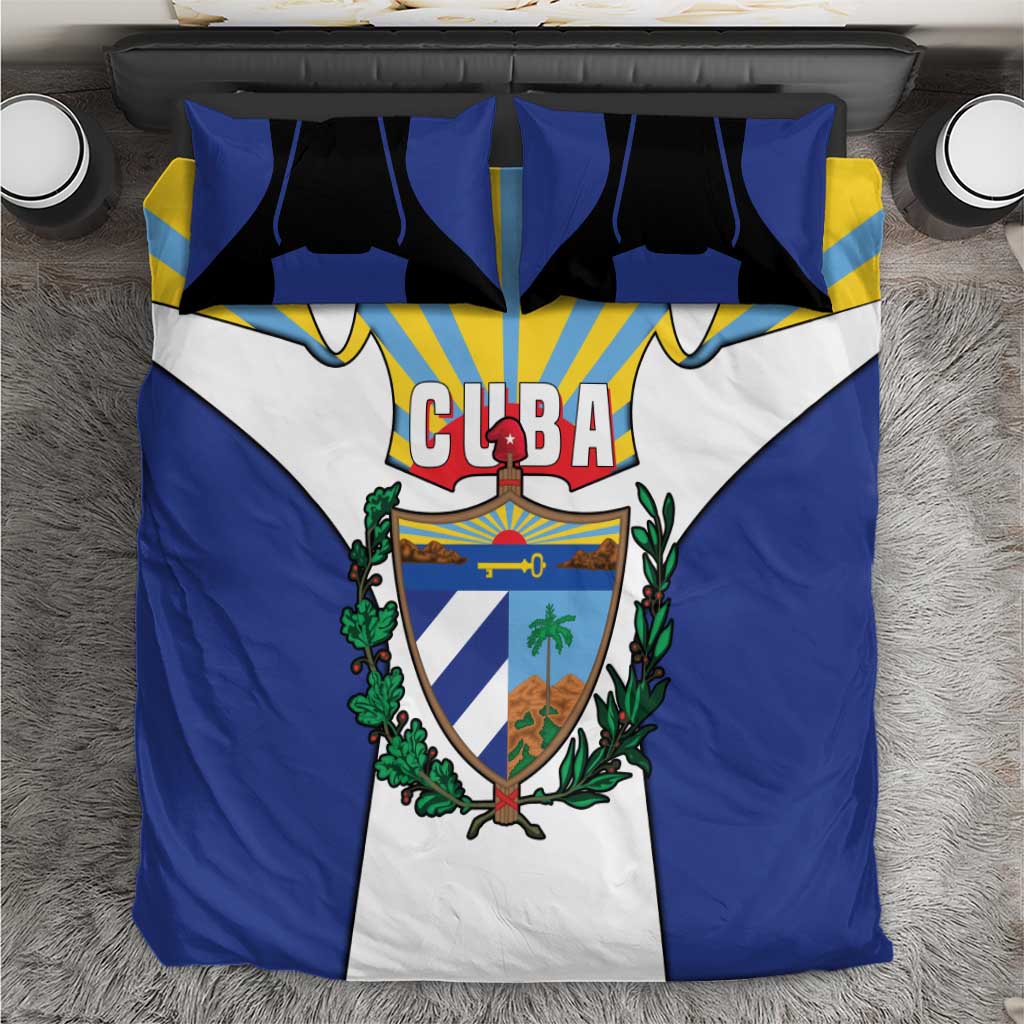 Cuba Coat of Arms Bedding Set Colorful Cuban Flag Shield with Red Yellow Blue Patriotic Design - Wonder Print Shop