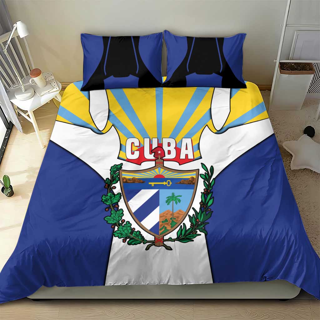Cuba Coat of Arms Bedding Set Colorful Cuban Flag Shield with Red Yellow Blue Patriotic Design - Wonder Print Shop