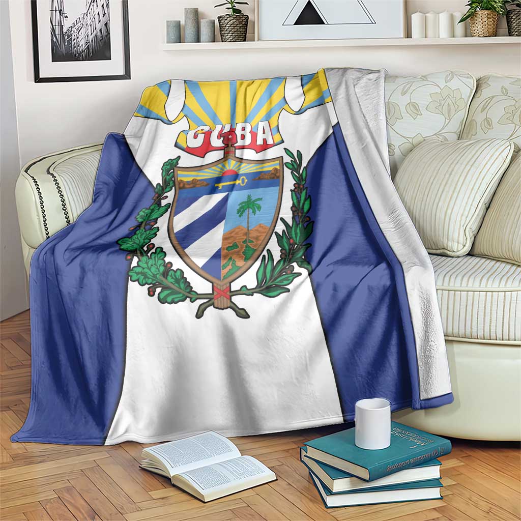 Cuba Coat of Arms Blanket Colorful Cuban Flag Shield with Red Yellow Blue Patriotic Design - Wonder Print Shop