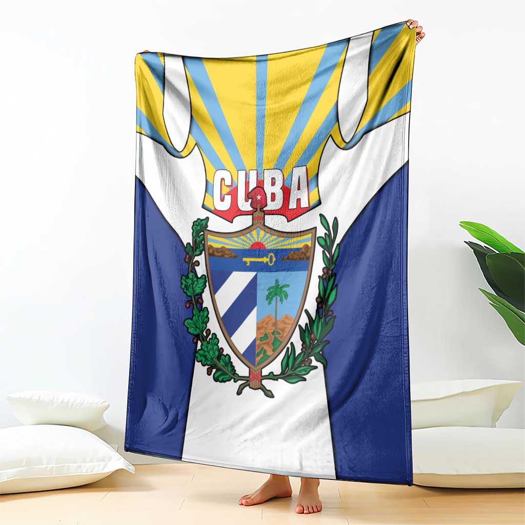 Cuba Coat of Arms Blanket Colorful Cuban Flag Shield with Red Yellow Blue Patriotic Design - Wonder Print Shop