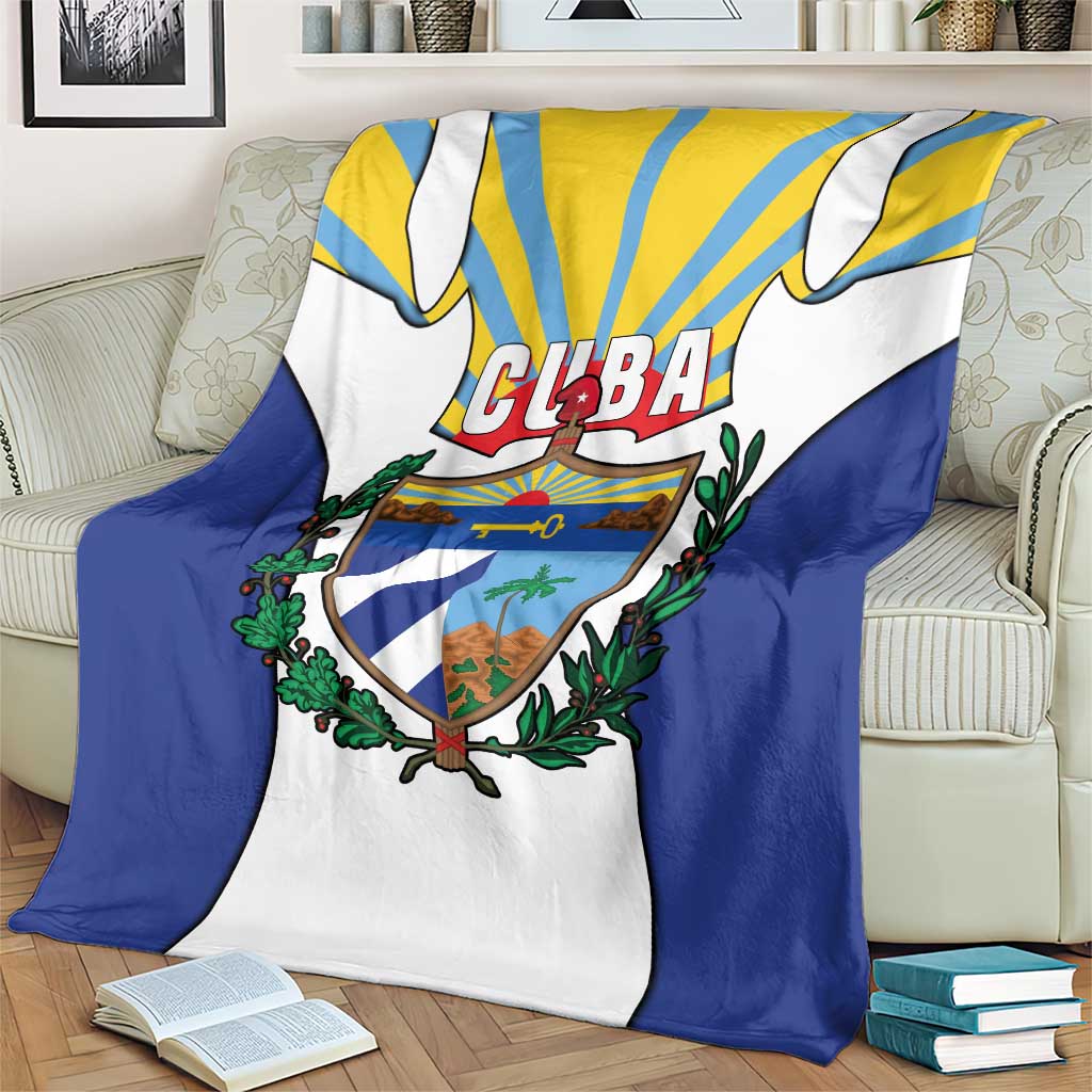 Cuba Coat of Arms Blanket Colorful Cuban Flag Shield with Red Yellow Blue Patriotic Design - Wonder Print Shop